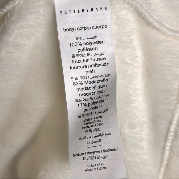 Pottery Barn Ombré Cream & Brown Faux Fur Trim Women’s Plush Bath Robe M - Picture 10 of 13